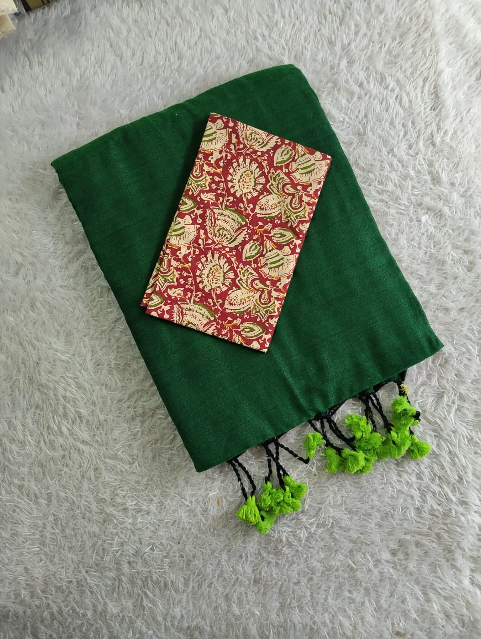Khadi cotton Saree with printed blouse.