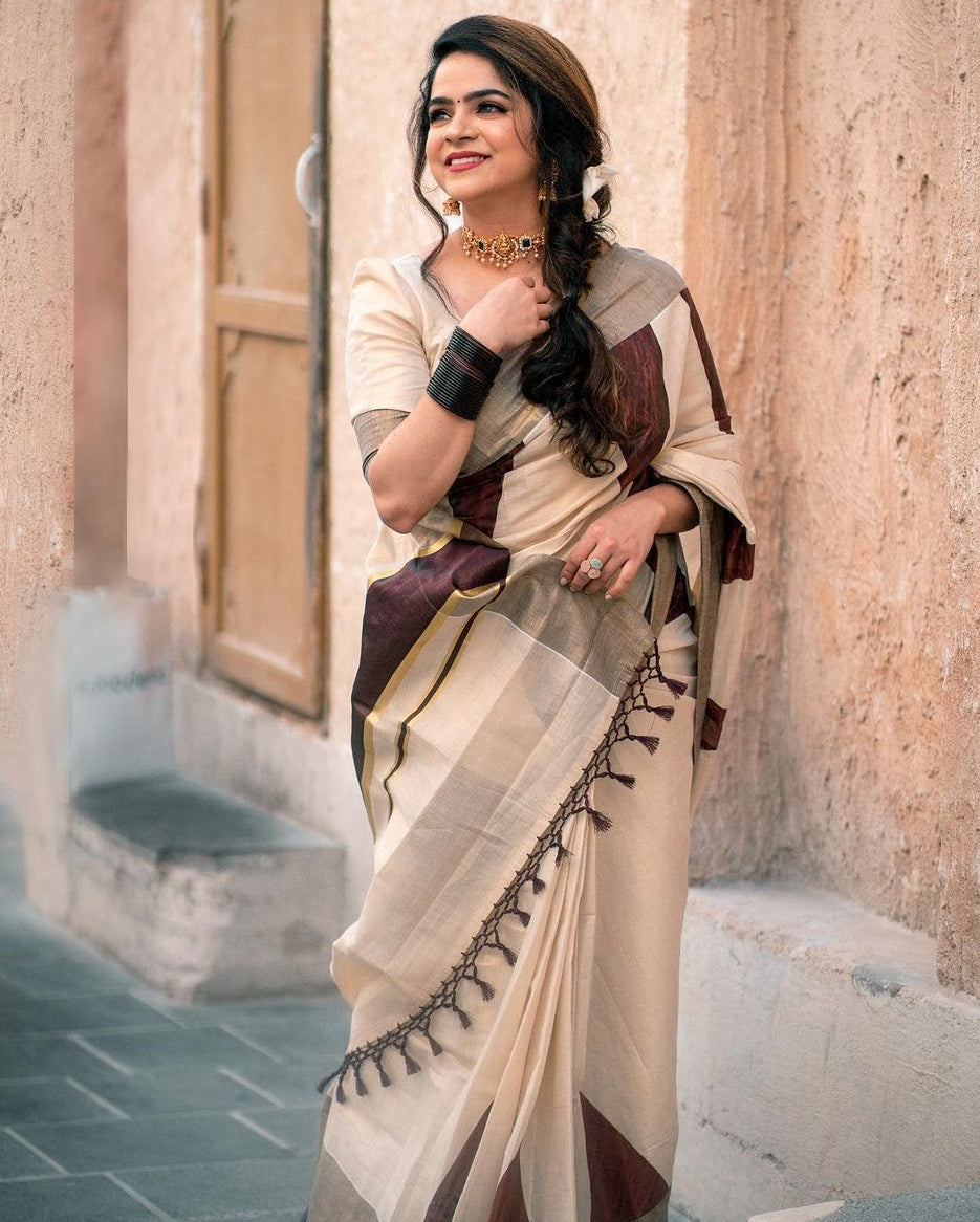 Coffee brown temple saree