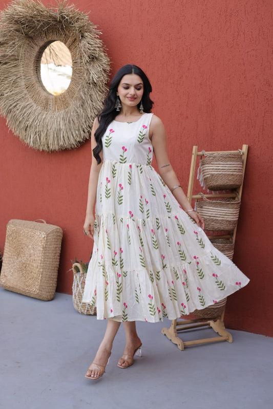 pink & blue blossem kurti