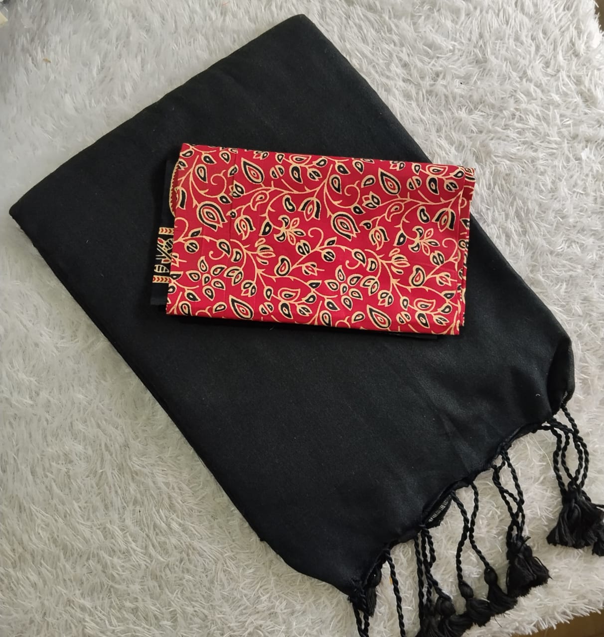 Khadi cotton Saree with printed blouse.