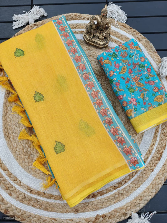 Pallu-pen kalamkari saree