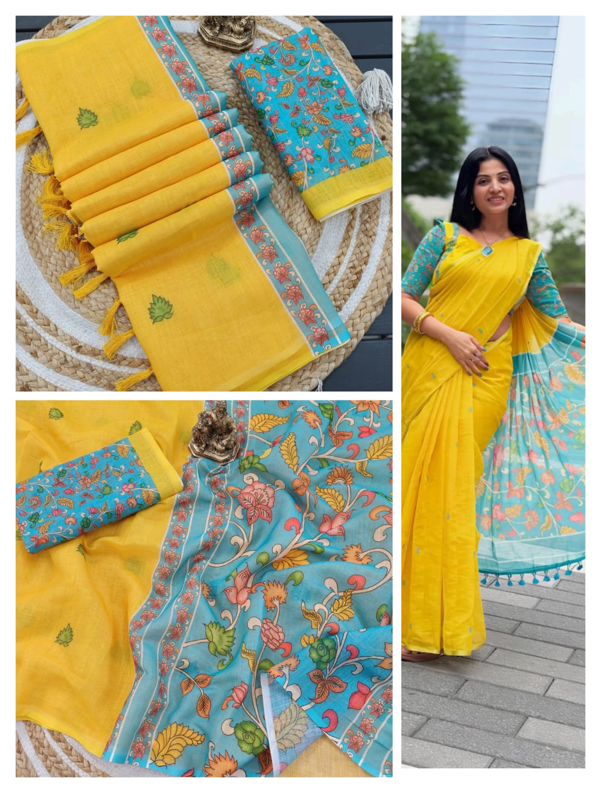 Pallu-pen kalamkari saree