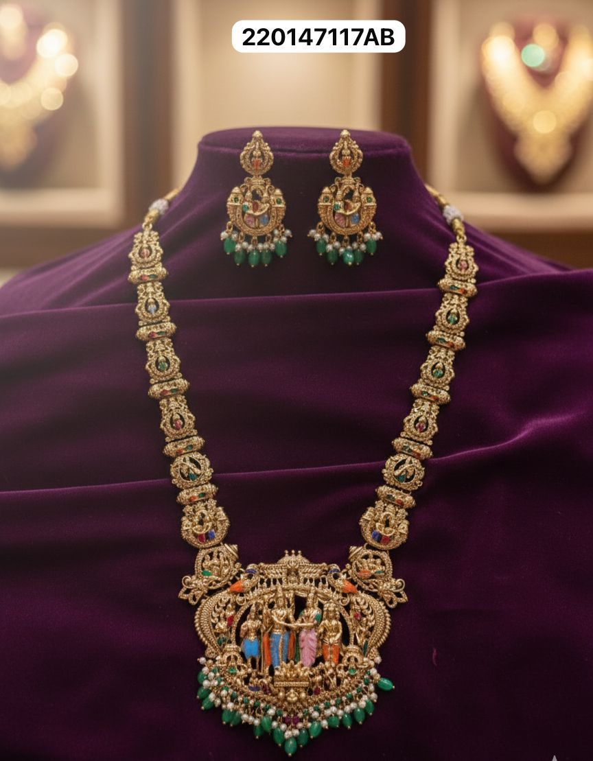 SeethaRam Long neckset with jhumka