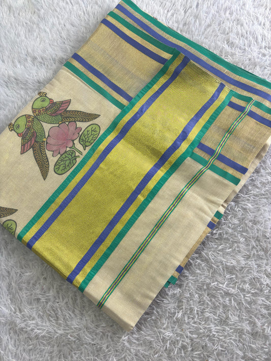 Raja Chithra - Tajore Paintings Digital Printed Tissue saree