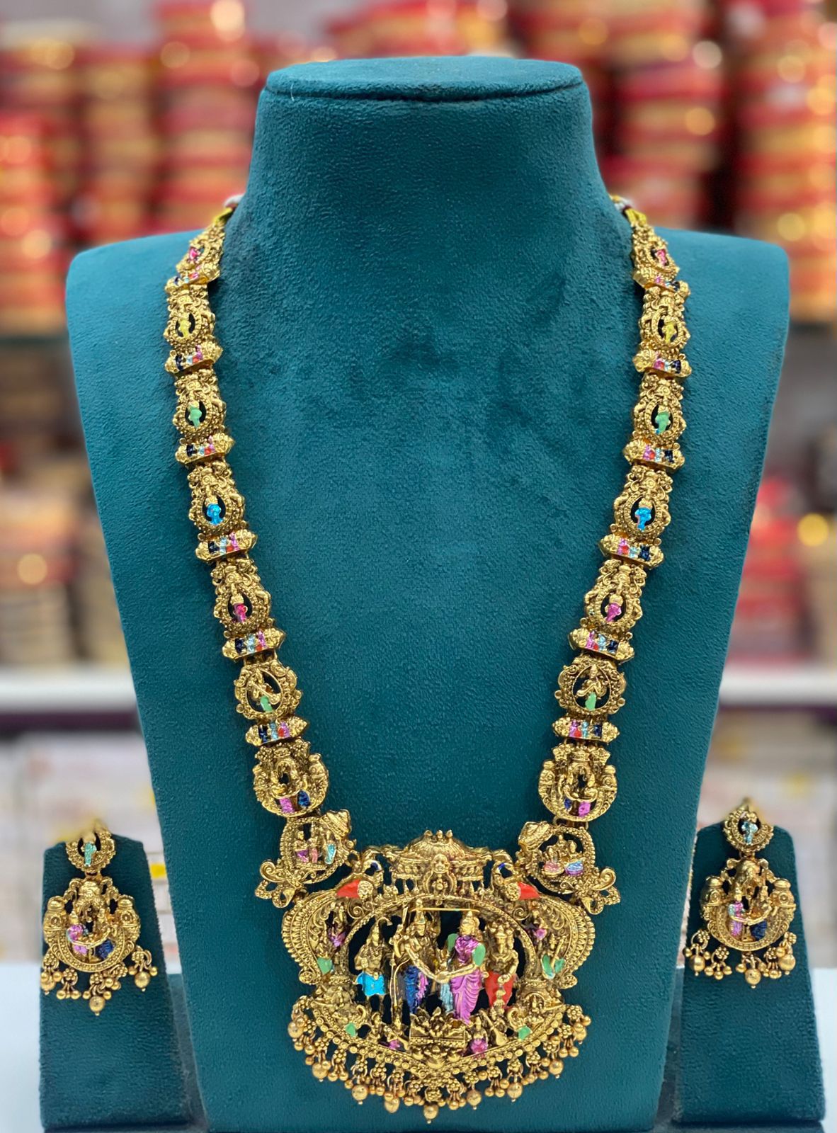 SeethaRam Long neckset with jhumka