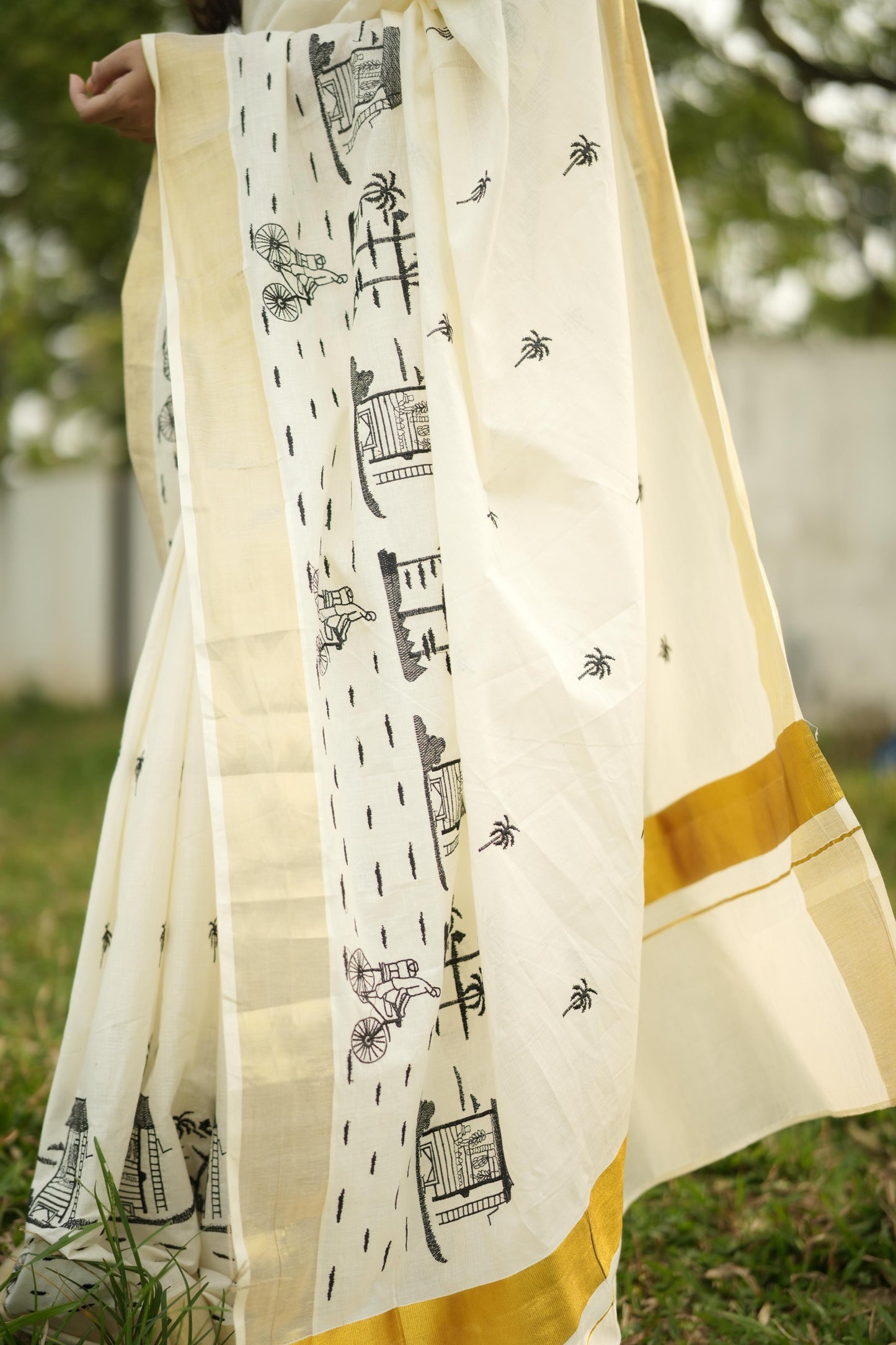 Chai Kada : Cotton Embroiderd Saree