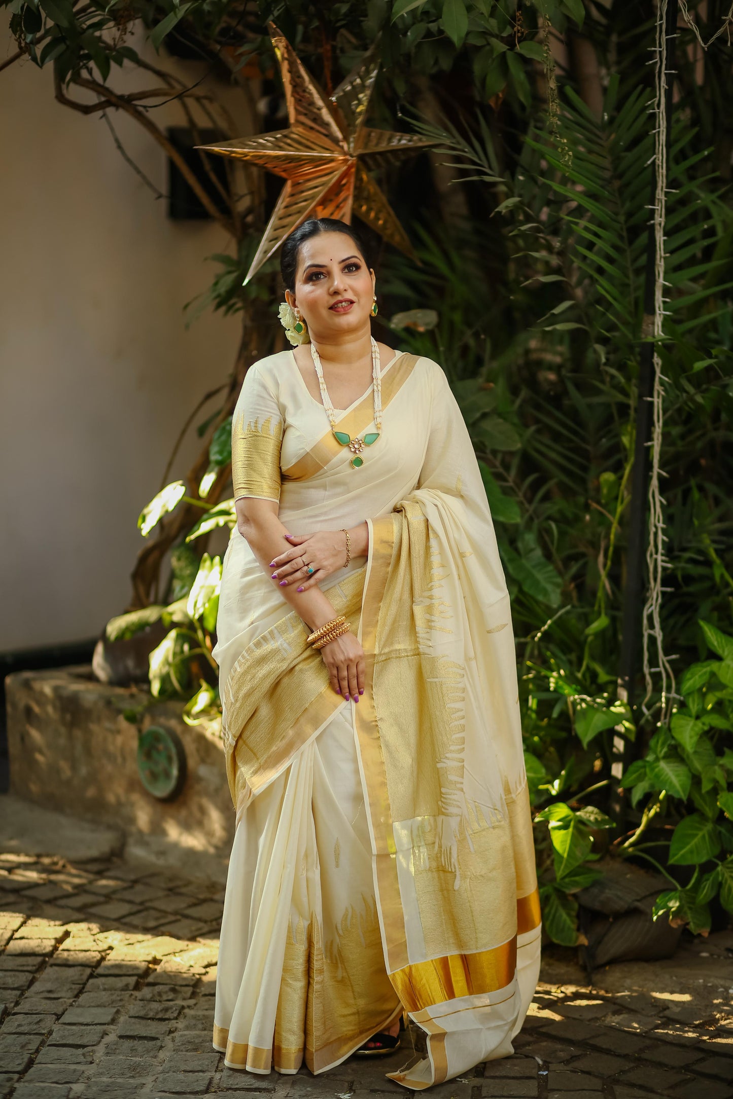 Fire embroidery saree