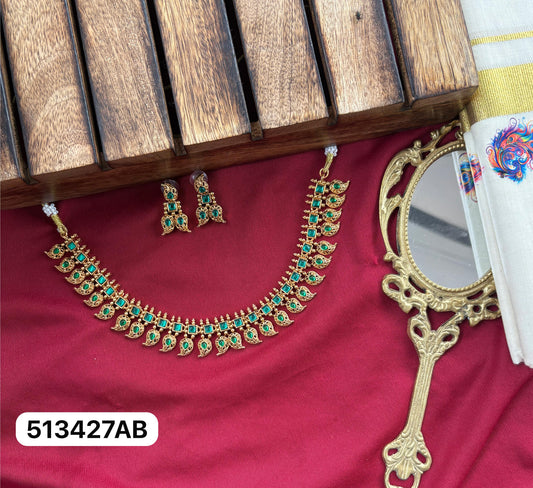 Neha necklace  Green & Pink with earing 2