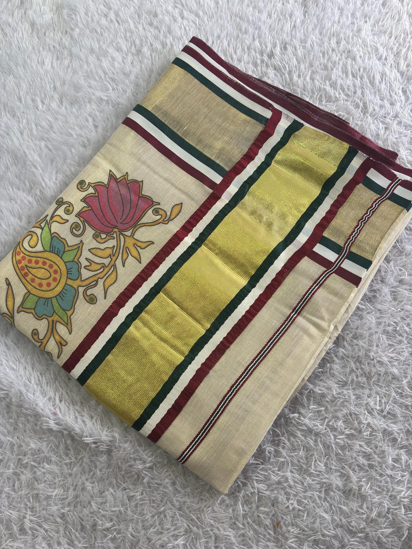 Raja Chithra - Tajore Paintings Digital Printed Tissue saree