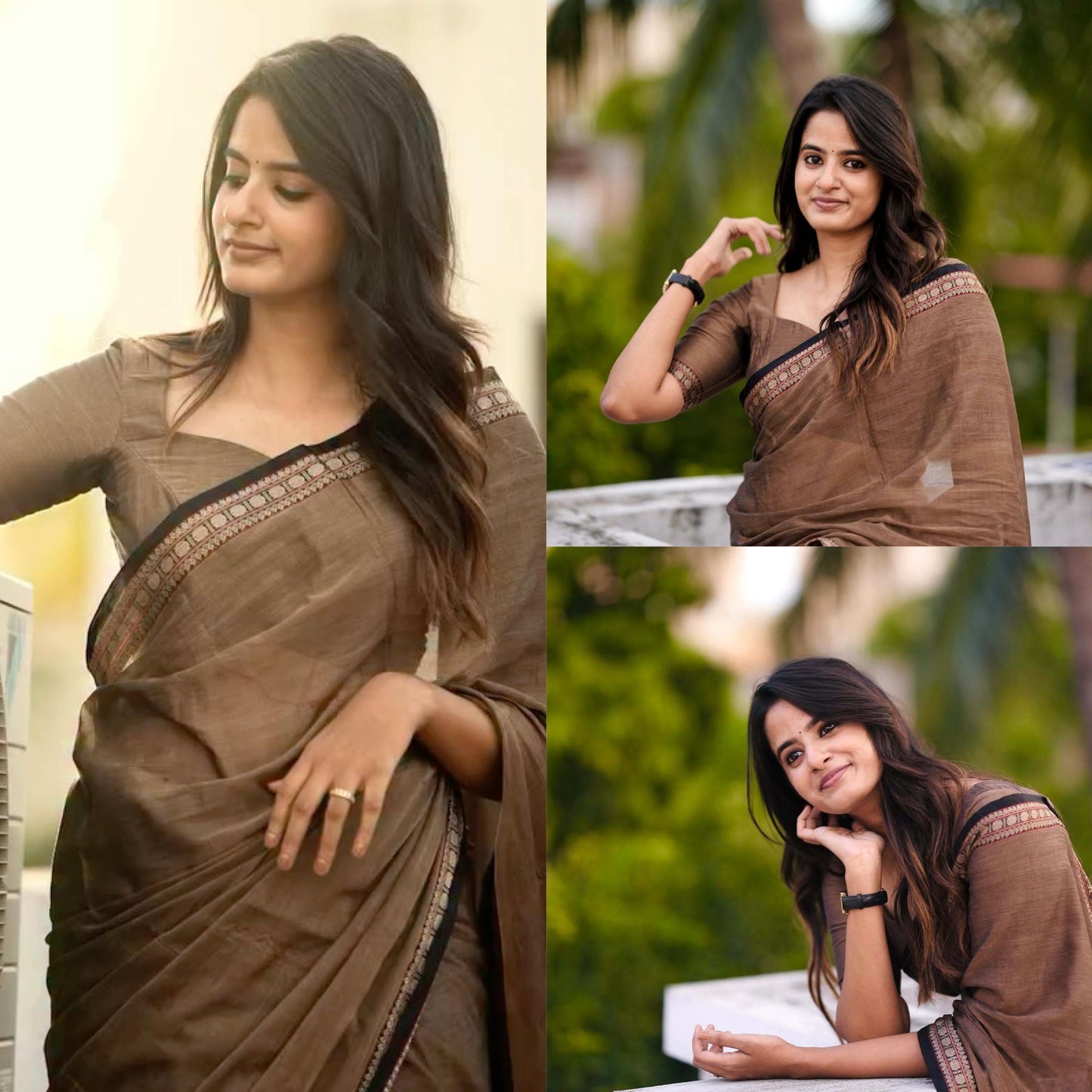 Small Polka border cotton Saree