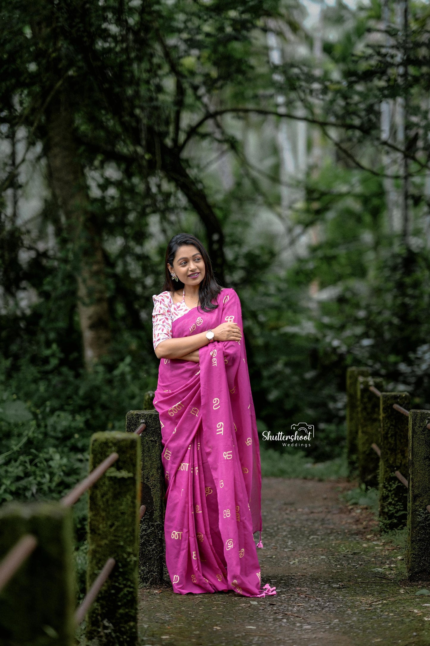 Tamil letters Khadi cotton saree with Printed blouse