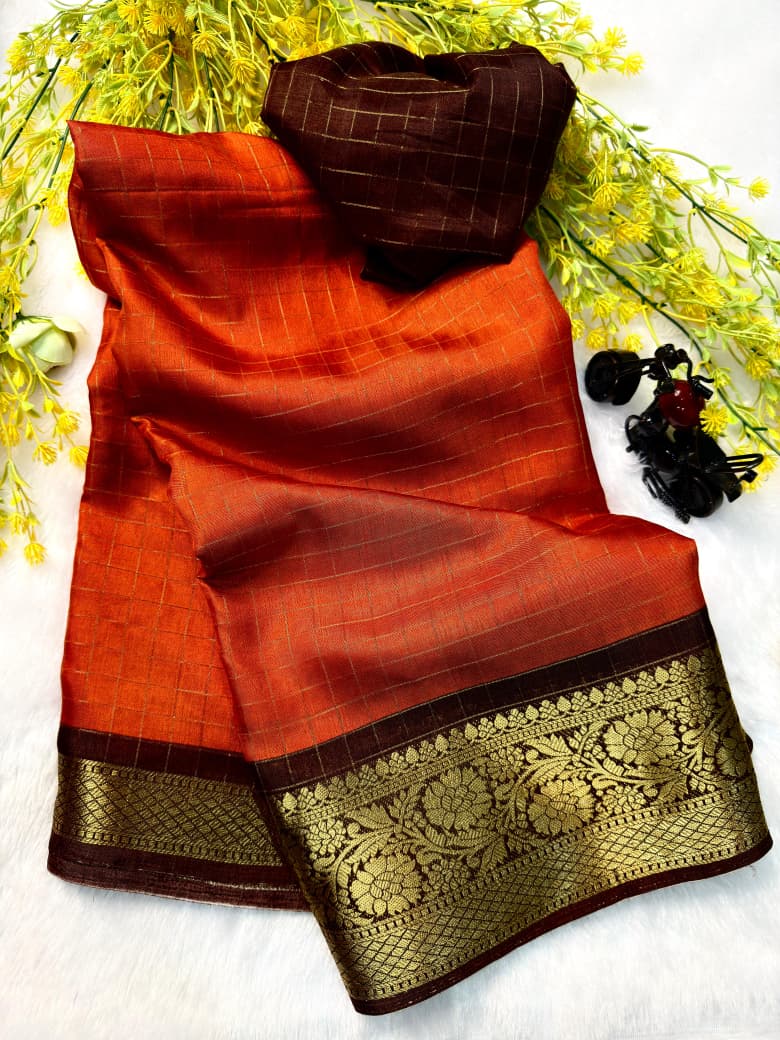 Heavy  zari chexs saree